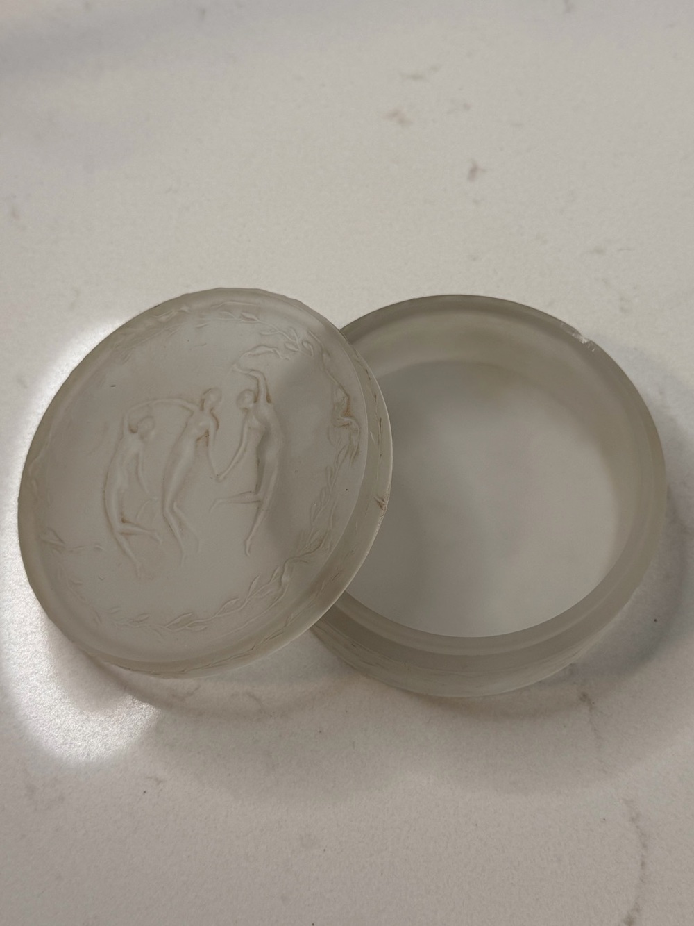 1913 Frosted Glass Trinket Dish
